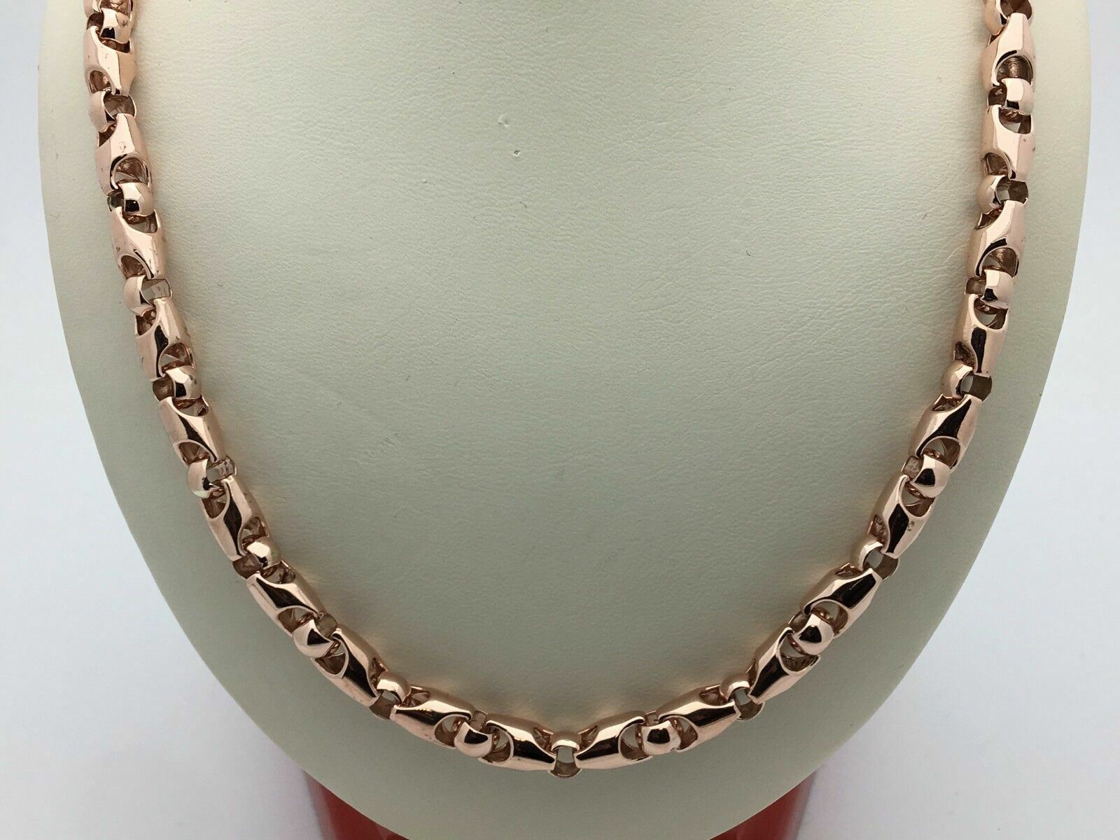 14k Rose Gold Solid Heavy Bullet Style Chain  Necklace 25  