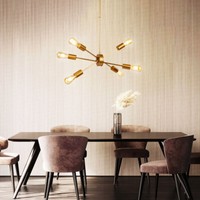 Pendel HäNge Leuchte Gold Beleuchtung Wohn Ess Zimmer Design Decken Flur Lampe