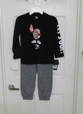 NWT 2pc Nike 3 Black Football Shirt  Gray Sweatpants Set sz 7