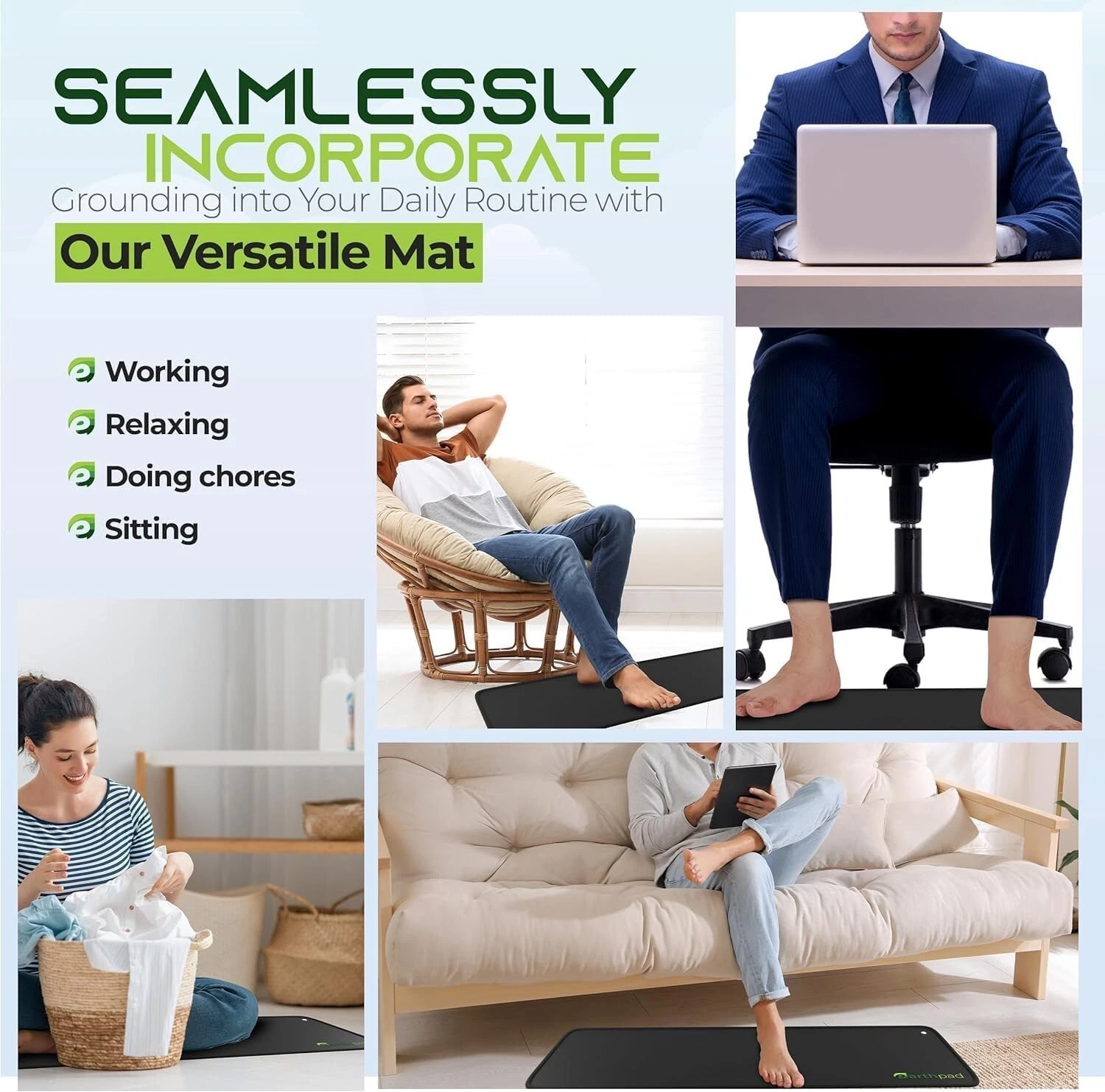 Grounding Mat | 24x16 in Earthing Pad for Relieving Stress, Anxiety  & Inflamati image 2