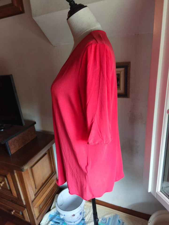 maglia blusa Armani collezioni rosa corallo viscosa tg 46 - Immagine 3 di 4