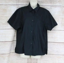 VINTAGE Cintas Womens Size M/L Button Up Short Sleeve Shirt Black
