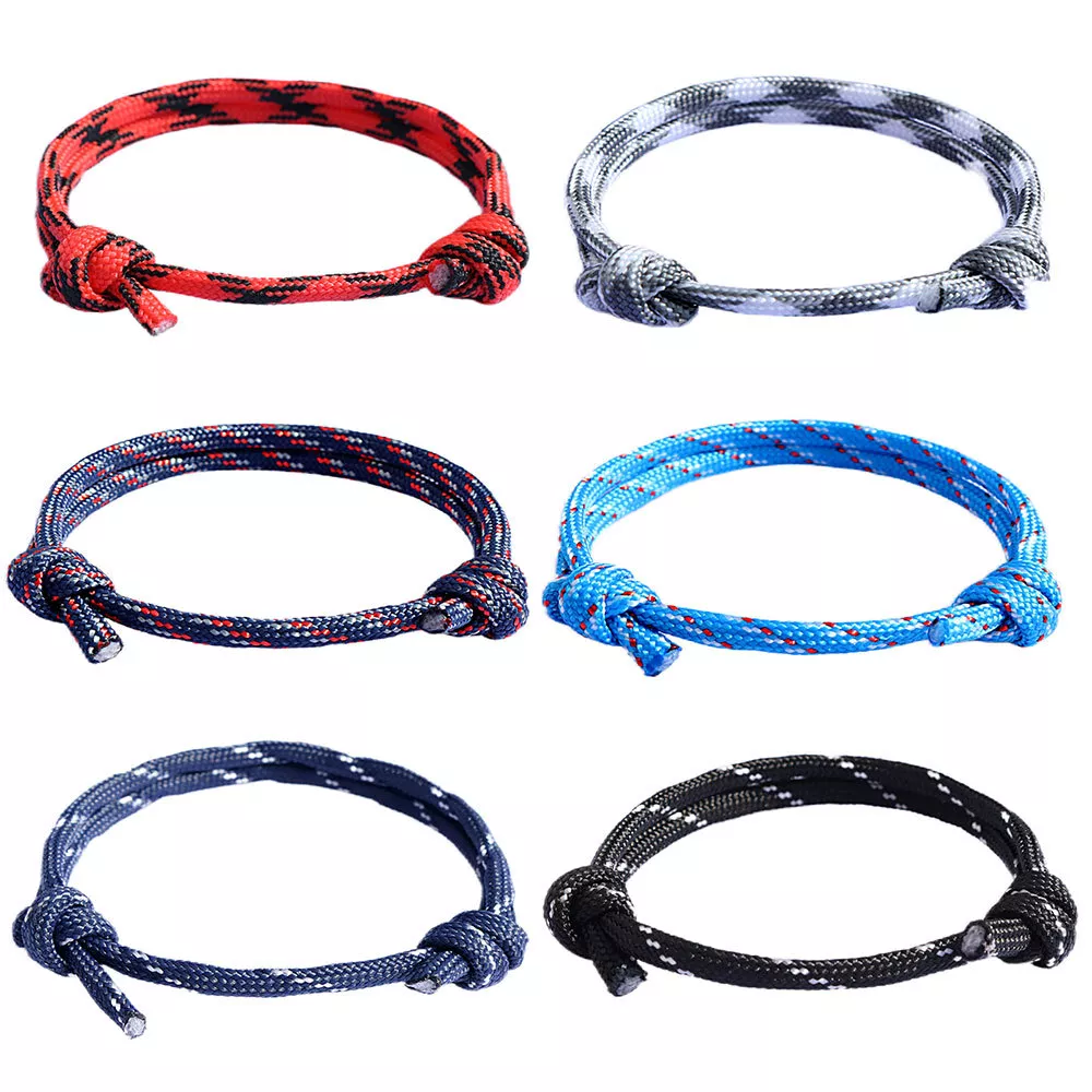 6 12 PCS Nautical Bracelet Adjustable Braided Rope Universal Men