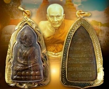 Phra LP Tuad Pim Taoreed Gold Micron Pendant Wat Changhai Thai Buddha Amulet