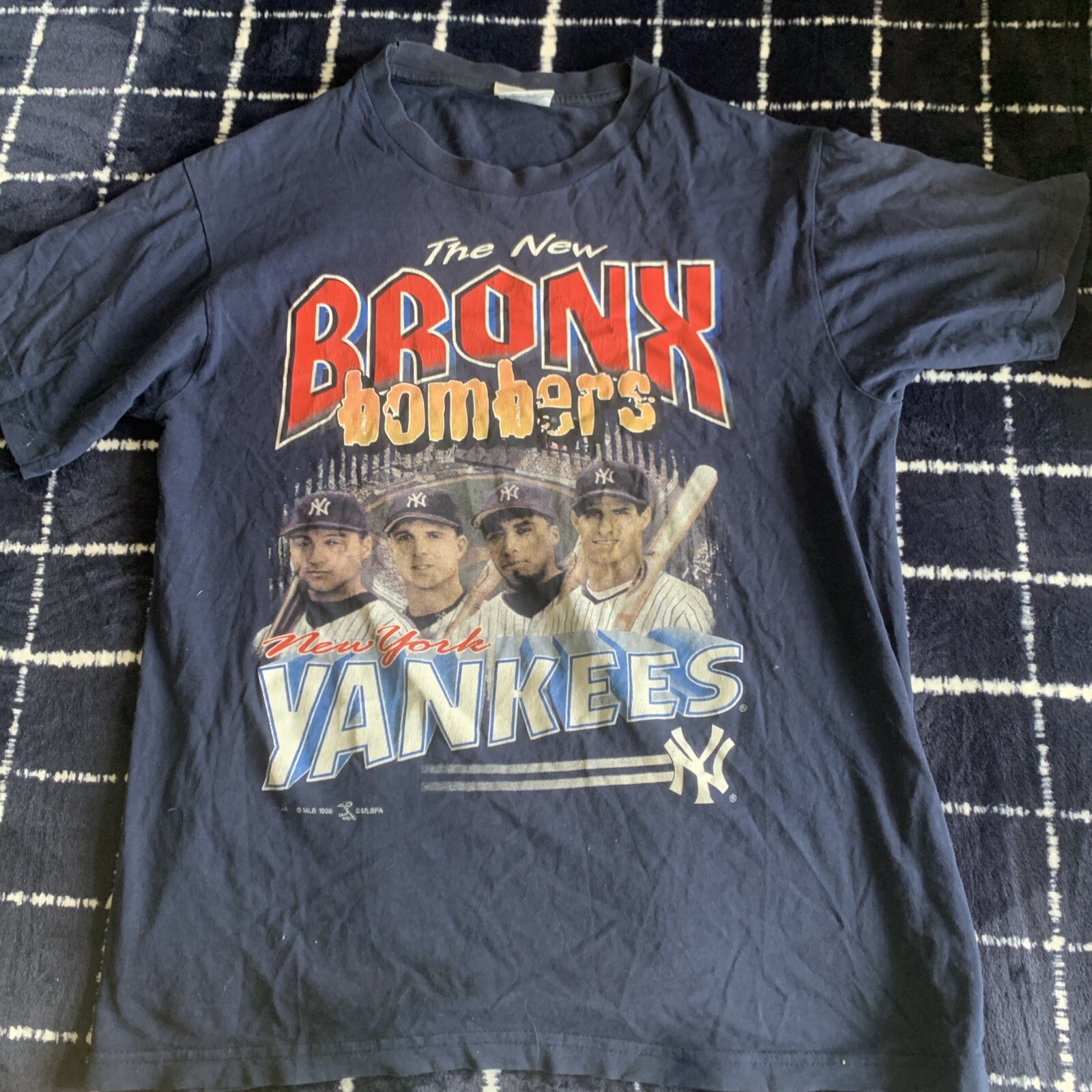 Vintage 1998 New York Yankees Bronx Bombers Navy Blue  JOY ATHLETIC T-shirt (M)