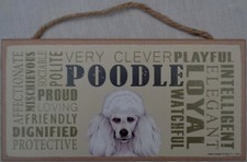 White POODLE Subway Style 5 X10 hanging Wood Sign made in the USA 