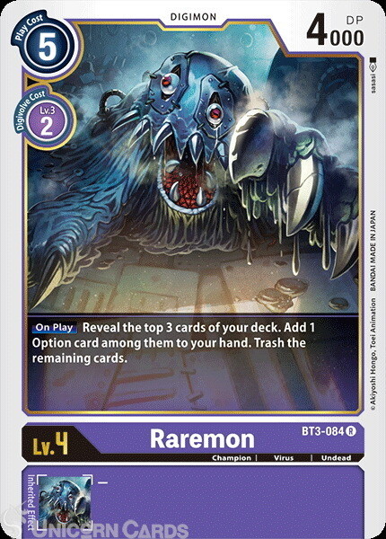 BT3-084 Raremon Rare Mint Digimon Card