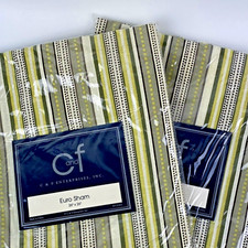 Lot 2 NEW PILLOW SHAMS Cover Green Stripes Stripe 26 x 26 Cotton Euro Beach Gift