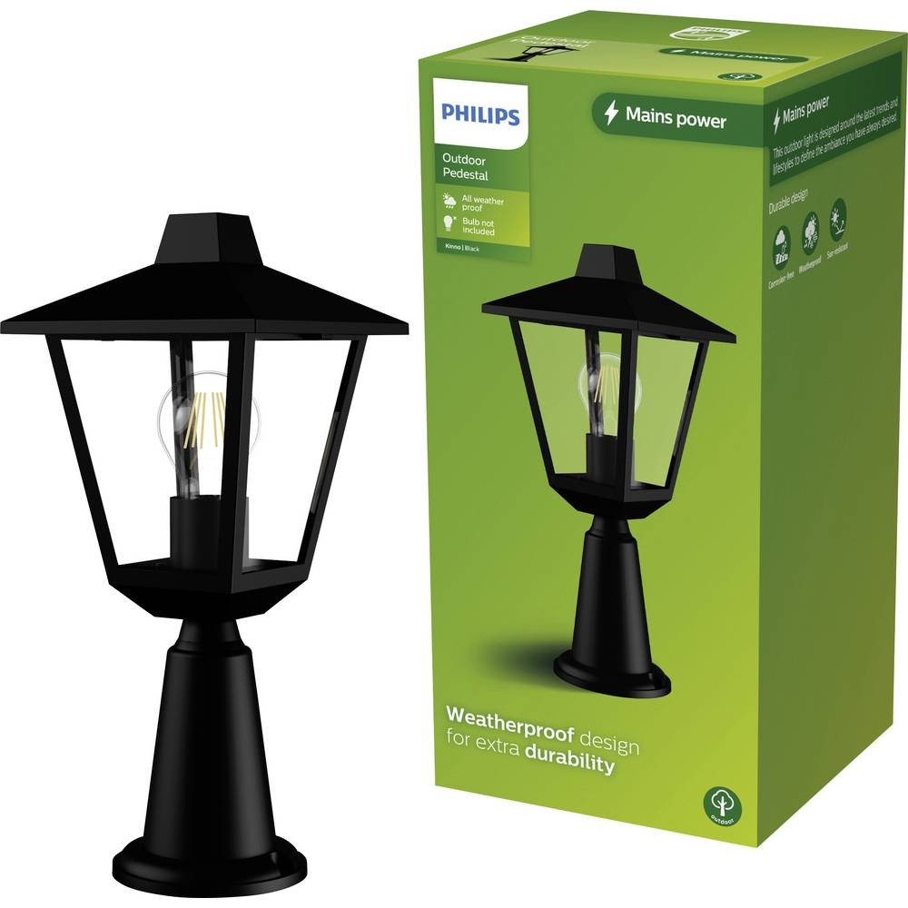 Lampadaire extérieur Philips noir E27 pour illuminer vos soirées d'été sur la terrasse