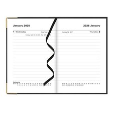 Letts of London Classic Sewn Binding Mini Pocket Day to a Page Planner in Lea...