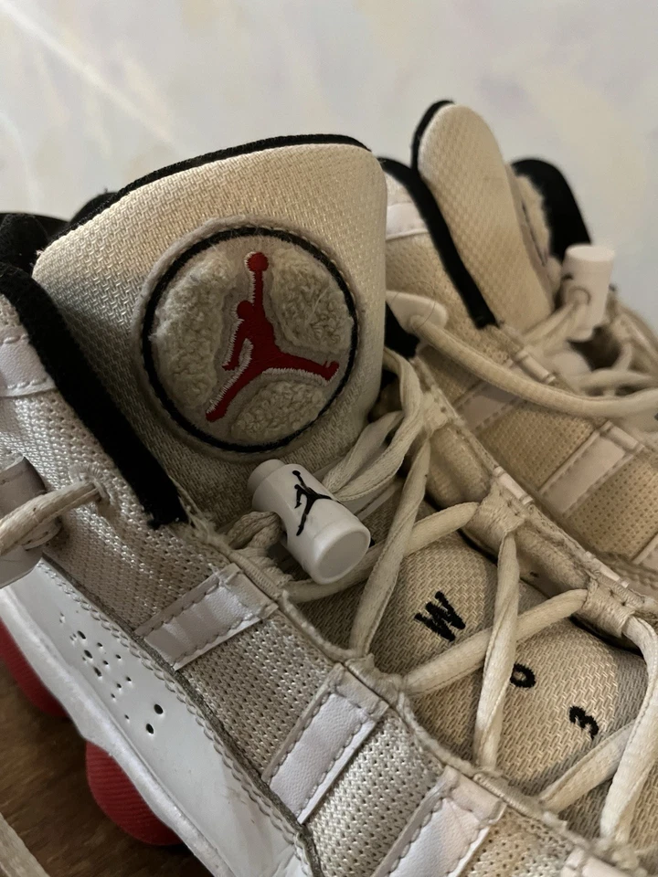 Nike Air Jordan 6 Anillos Talla 4.5Y 323419-160 Blanco Universidad Rojo Negro Baloncesto Foto 3 de 4