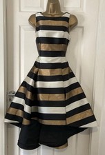 STUNNING COAST BLACK GOLD CREAM EVENING OCCASION MIDI DRESS SIZE 12