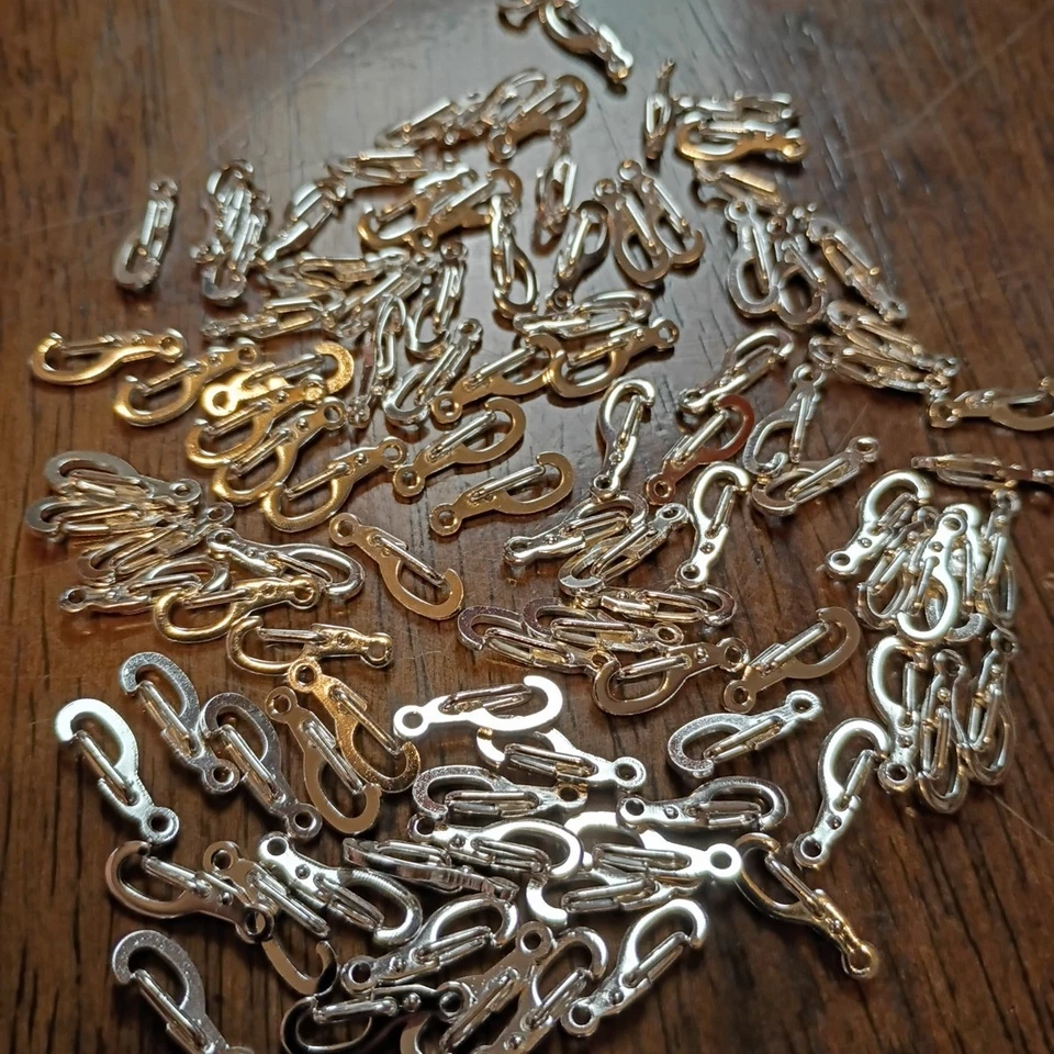 Ganchos de cierre automático 100 ganchos de latón plateado 11x5 a granel Foto 4 de 4