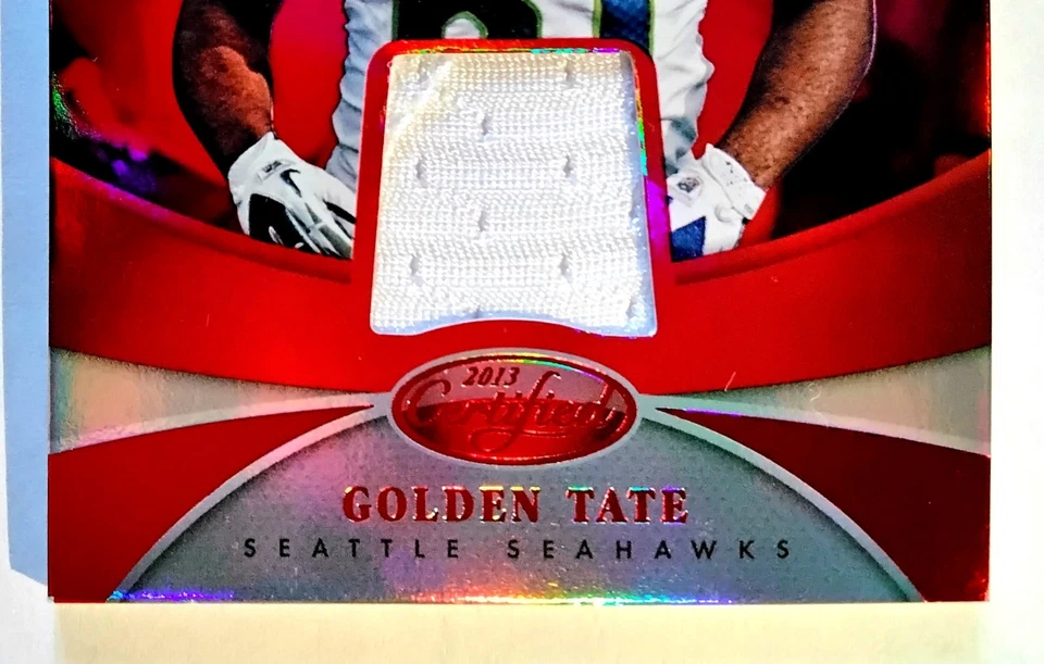 HOF PATCH SP/199 * GOLDEN TATE * 2013 Panini Certified Materials MIRROR RED #32 - Image 3 of 4