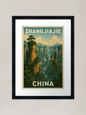 Zhangjiajie Forest Park with Misty  Framed Wall Art Poster Canvas Print ...