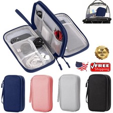 Travel Organizer Pouch Electronic Accessories Carry Case Portable Double Layers