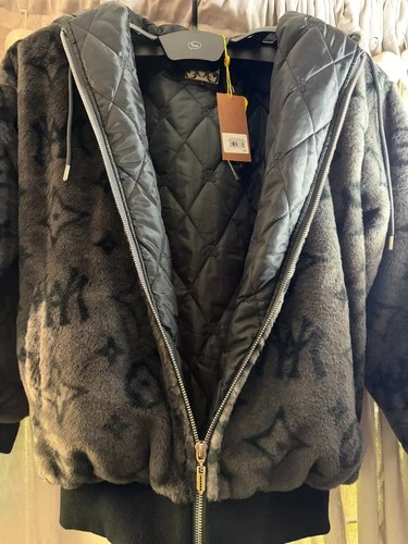 Watson Hooded Jacket Geometric Pattern Black Charcoal Zip Zipper Men's L image 2