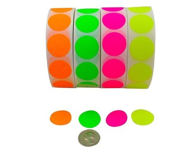 Color Coding Labels Super Bright Fluorescent Neon Yellow, Green, Orange and P...