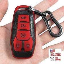 for Ford Key fob Cover,Texture case,with Keychain,Key Shell/Skin,5-Buttons red