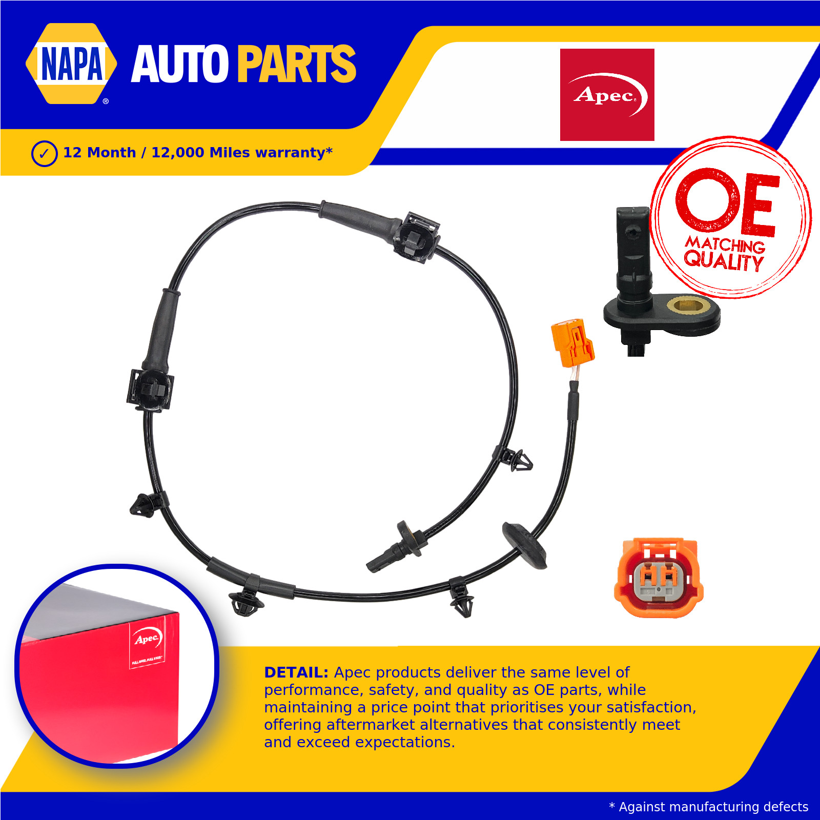 ABS Sensor Front Right ABS1700 Apec Wheel Speed 57450SELT02 Quality Guaranteed