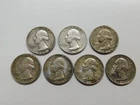 Lot of 7 US Washington Quarters, 1957-1964 90% Silver