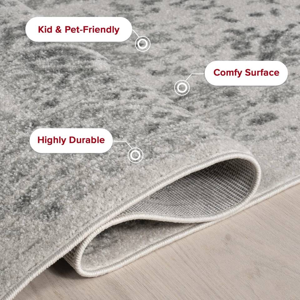 Odell Faded Vintage Area Rug, 4' x 6', Ivory, Rectangular, 0.47" Thick - Image 3 of 4