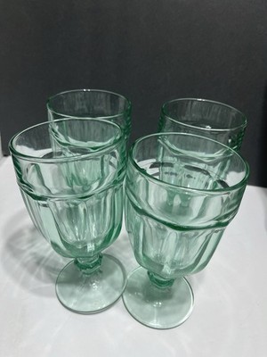 Vintage Libbey s  Duraff Spanish Green Gibraltar Glass Goblets Set of 4 7  tall