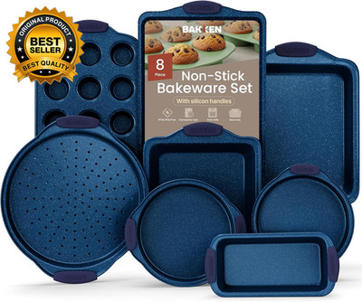 BAKKEN Kitchen Baking Pan Set - Nonstick Coating  Carbon Steel Bakeware Sets wi