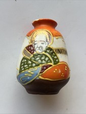 Vintage Made In Occupied Japan Hand Painted Miniature Vase With Japanese Figure