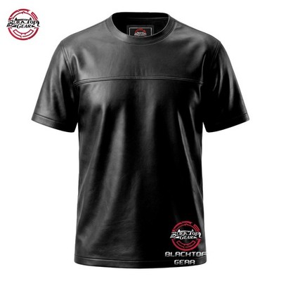 Herren Schwarz Lammleder Leder T-Shirt | Biker Motorrad Leder Tee | Blacktop