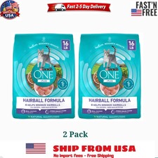 2 Pack - Purina ONE Plus Hairball Formula Natural Adult Dry Cat Food, 16-lb