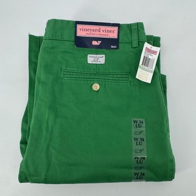 Vineyard Vines Mens Club Pants 34x37 18th Green Plain Twill Unfinished Hem NWT