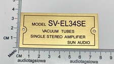 Sun Audio EL34 Amplificatore Tubo Aspirazione ID Plate Personalizzato con Viti