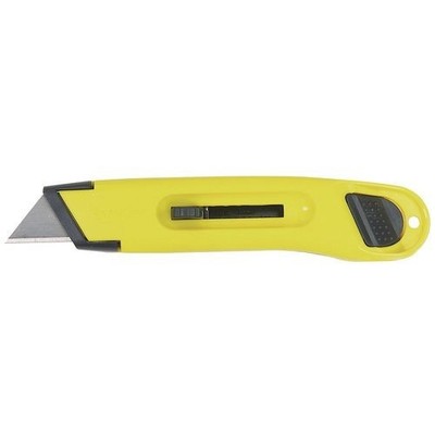 Stanley Light-Duty Utility Knife w/ Retractable Blade, 6'' Plastic Handle, Yellow