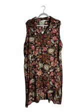 Spense Paisley Collared Button Shirt Dress Sleeveless Plus 3X Black Red Brown