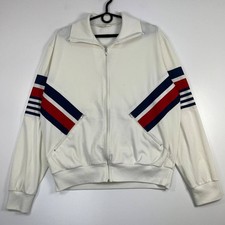 Vintage Adidas Track Jacket 90s Made in France White Retro Size M