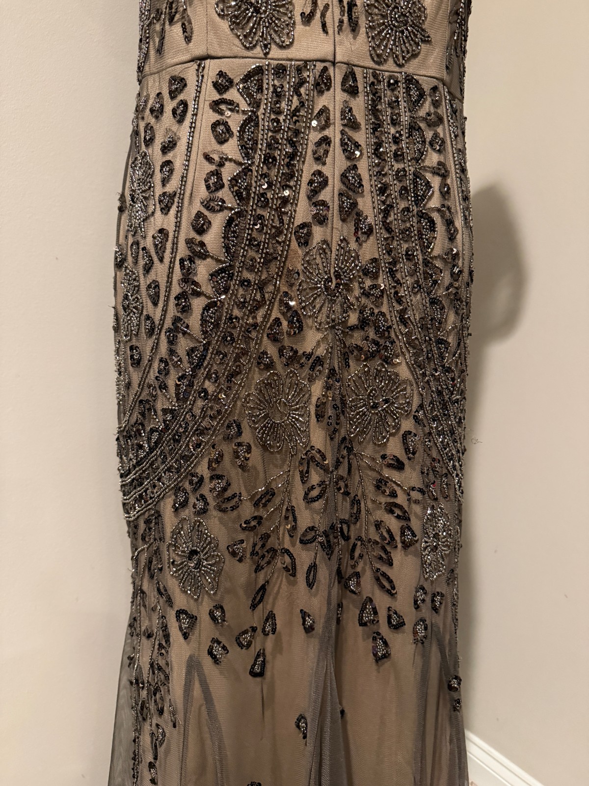 OLEG CASSINI Womens Long Beaded Sequin Evening Occasion Dress - Sz 16 12