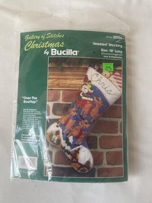 Bucilla OVER THE ROOFTOP Jeweled Stocking Kit 32264 18''