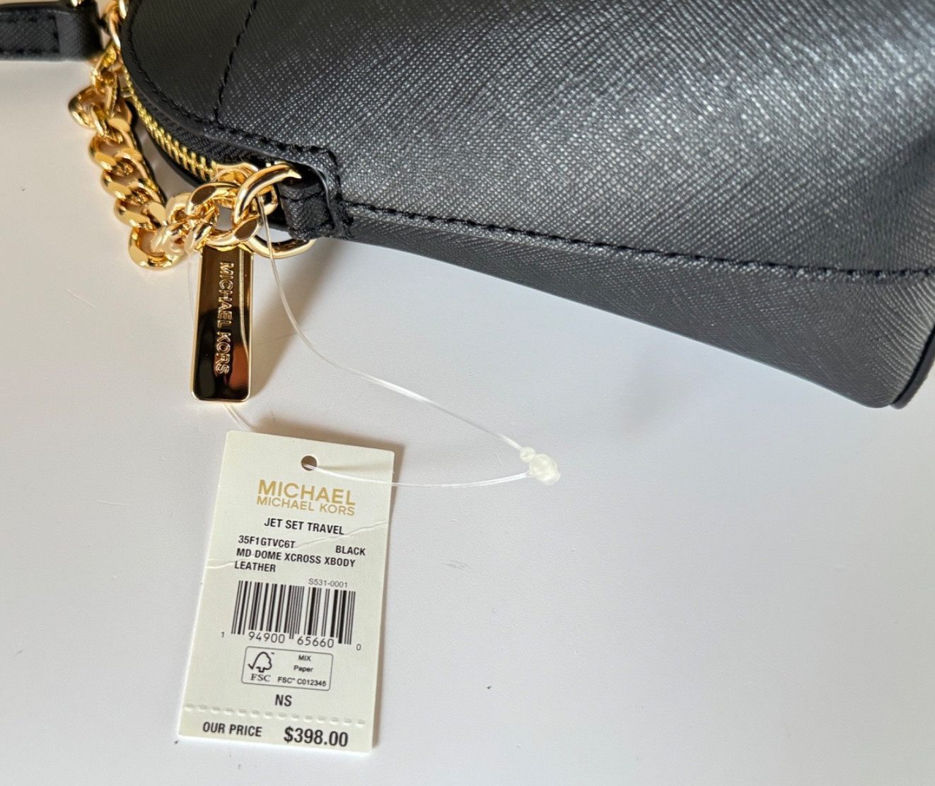 Michael Kors Jet Set Travel MD Dome Shoulder Crossbody Bag Black