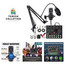 Professional Podcast Equipment Bundle - Condenser Mic  Sound Mixer for Creators