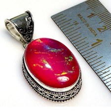 Pink Triplet Opal 925 Sterling Silver Oval Handmade Vintage Pendant 1.95