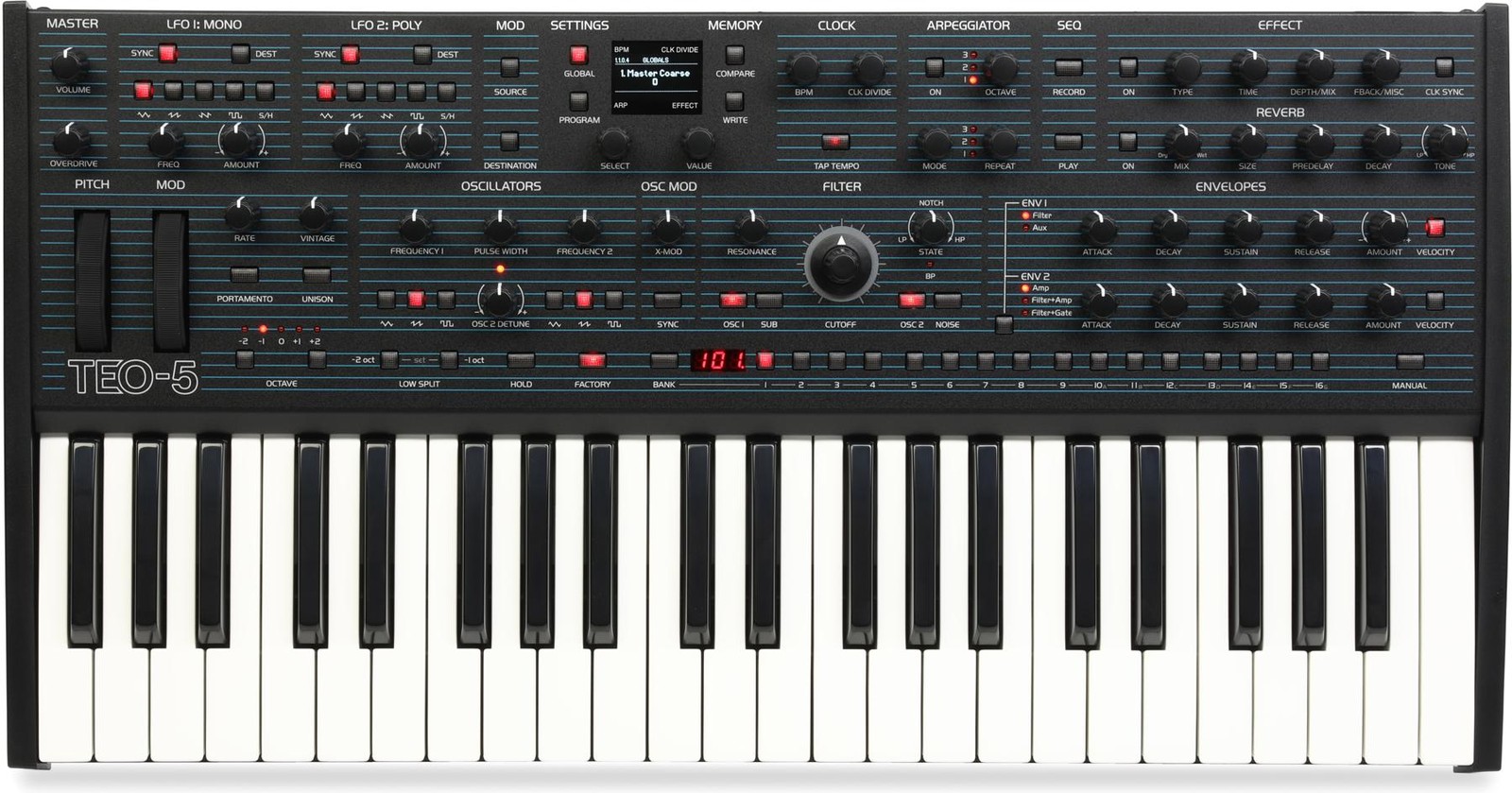 Компактный полифонический аналоговый синтезатор Oberheim TEO-5