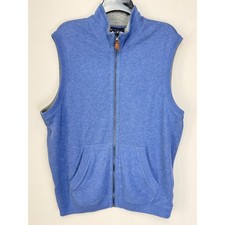 Cremieux Mens 100 Cotton Vest Large Blue Full Zip Mock Neck Pockets