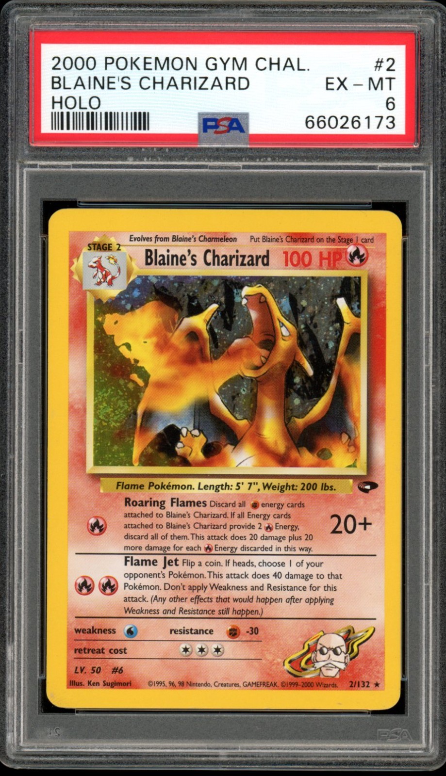 2000 Pokemon Gym Challenge #2 Blaine's Charizard Holo PSA 6 EX-MT