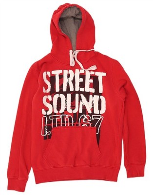 MUCHMORE Herren Grafik Hoodie Pullover Small Rot Baumwolle AJ05