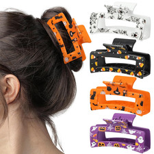 4Pcs Halloween Hair Claw Clips for Women Girl - Spooky Spider Pumpkin Ghost Witc