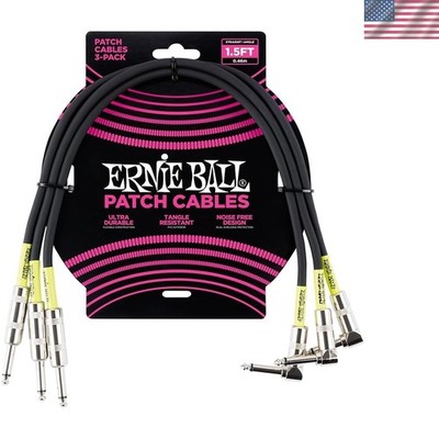 3 x 1.5ft Straight/Angle Instrument Cables in Black - Roadworthy Design