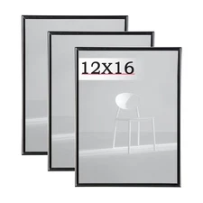 12x16 Picture Frame Black 3 Pack, Scratch-Proof Poster Frames 12 x 16 for Wal...
