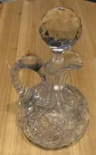 Vintage Decorative Pressed Glass Cruet For Oil Or Vinegar 6.5” Original Stopper