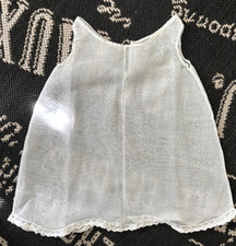 Vtg Victorian Antique White Cotton BABY SLIP Dress Doll Christening Lace Scallop